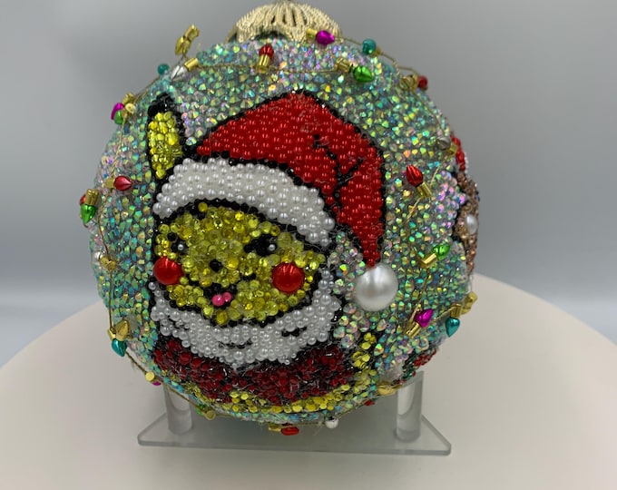 Happy Holidays from the Pokemon Gang!  Beautiful 3" Rhinestone Ball