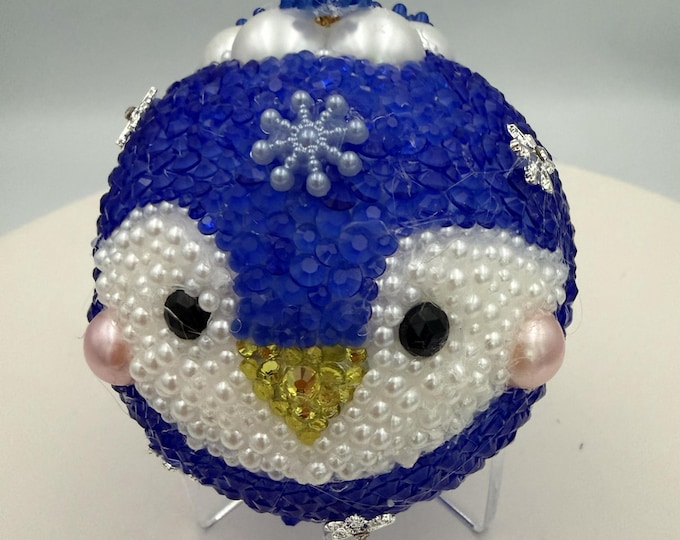 NEW! 3" Cutest Little Penguin Rhinestone Ornament Ball