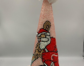 Sale! Sale! Sale! Baseball Playing Santa Rhinestone Christmas Tabletop Tree Ornament