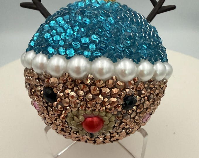 NEW! 3" Cutest Rudolph Rhinestone Ornament Ball