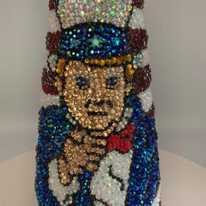Uncle Trump Patriotic MAGA Rhinestone Christmas Tree Tabletop Ornament