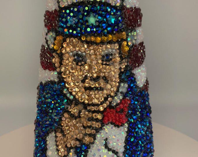 Uncle Trump Patriotic MAGA Rhinestone Christmas Tree Tabletop Ornament