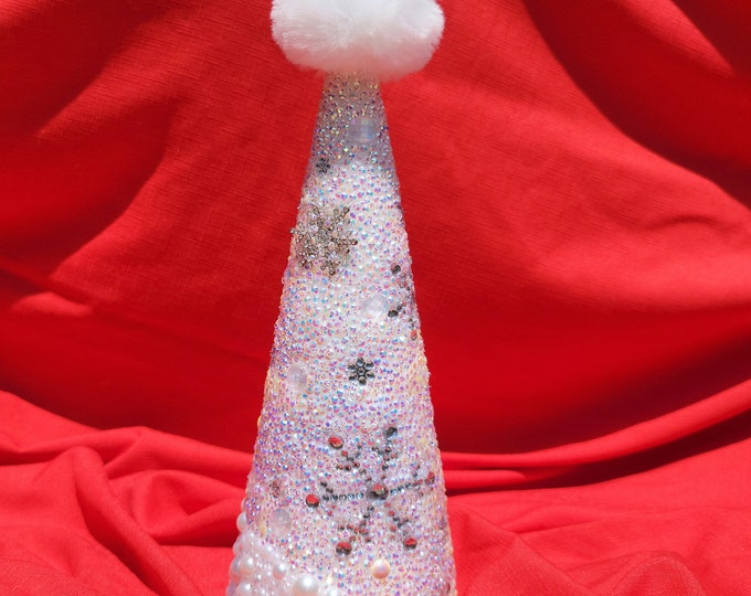 Sale! Sale! Sale! White Christmas Rhinestone Covered Tabletop Holiday Tree
