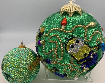 Minions Large 5" Rhinestone Christmas Ornament Ball