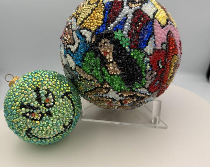 LARGE 5" Rhinestone Christmas Ornament Ball Tribute to Broadway