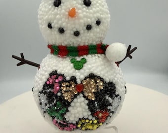 NEW 6" Tall Tabletop Mickey and Minnie Kissing Rhinestone Snowman
