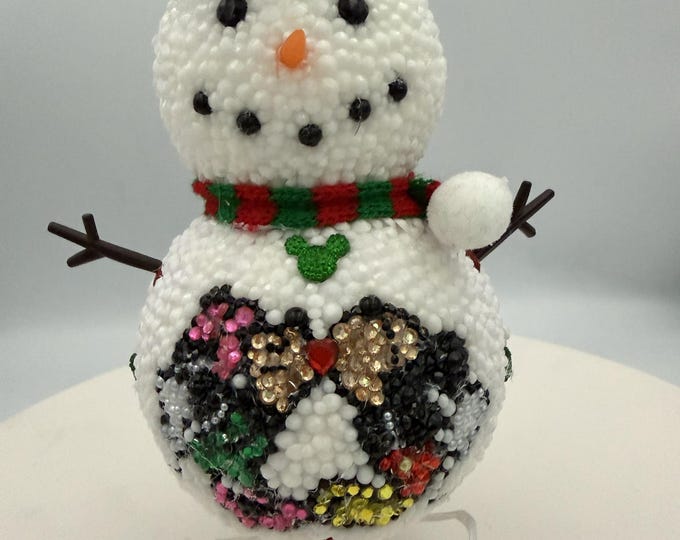 NEW 6" Tall Tabletop Mickey and Minnie Kissing Rhinestone Snowman