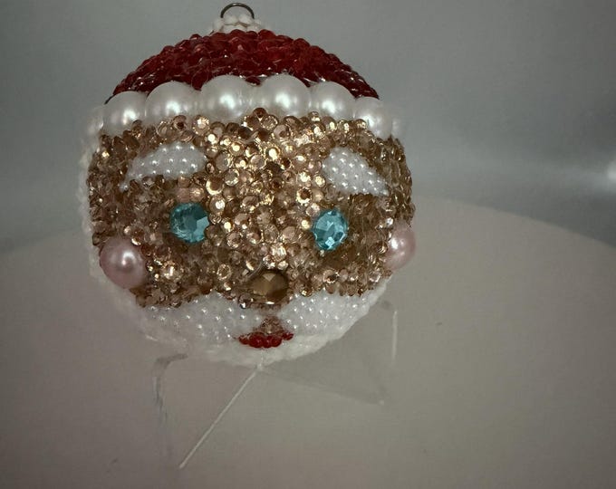 NEW! Santa Face Rhinestone Christmas Ornament Balls
