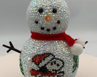 NEW! 6" Tall Tabletop Rhinestone Snowman Featuring Snoopy