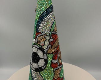 Soccer Santa Rhinestone Holiday Tabletop Decor