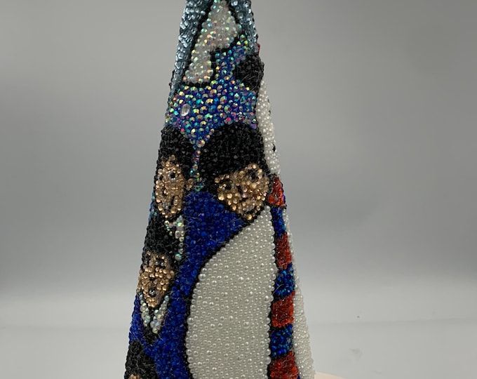 Fab Four Build a Snowman! Rhinestone Tabletop Christmas Tree