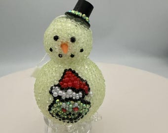 NEW! 4" Rhinestone Grinch Snowman Ornament