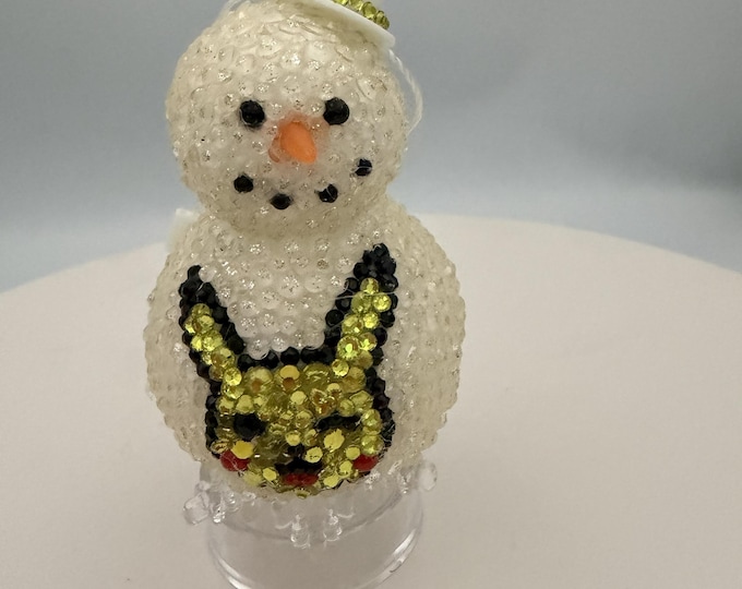 NEW! 4" Picachu Yellow Rhinestone Snowman Ornament