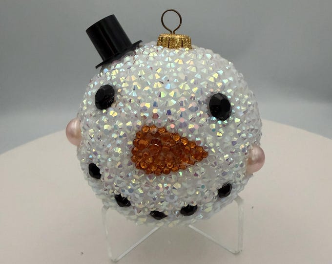 NEW! 3" Frosty the Snowman Face Rhinestone Ornament Ball