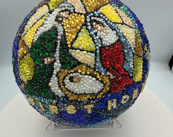 GIANT XLARGE 10" Gorgeous Nativity Rhinestone Ornament Ball