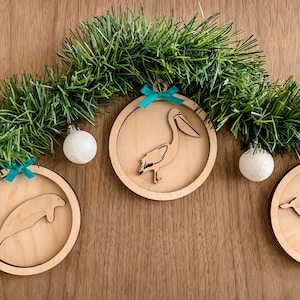 Laser Cut Manatee Pelican and Whale Ornament SVG File