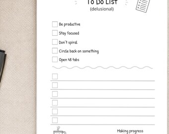 Funny Productivity Notepad, Work From Home Gift, ADHD Humor Stationery, Cute Desk Pad, Coworker Gift, 5x7 Notepad