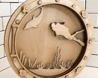 Interchangeable Wooden Porthole Wall Art For Nautical Decor SVG File