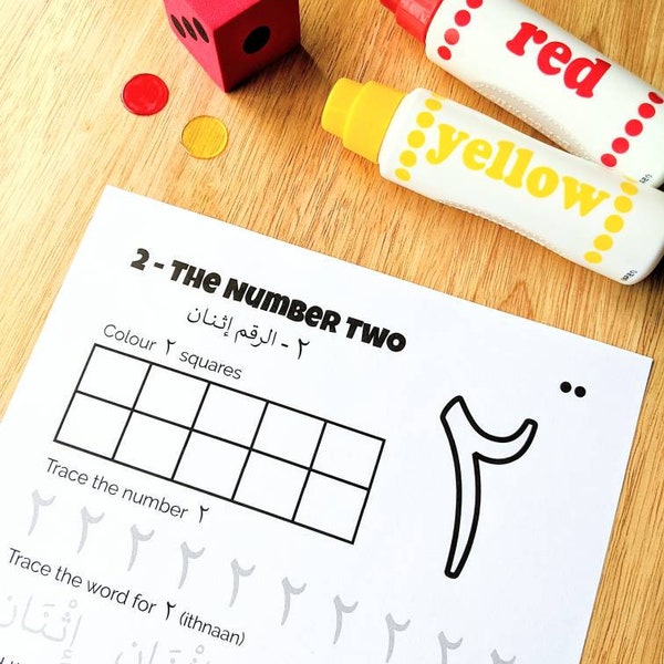 Tapetes de plastilina con números arábigos - Incluye hojas de trabajo de números 1 a 10 - Práctica matemática de diez cuadros - Descarga instantánea