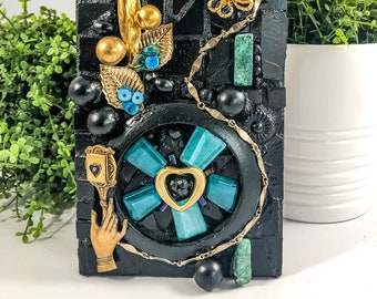 Jewelry Mosaic Art Plaque: "Be Still My Heart" Assemblage