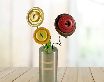 Vintage Button Bouquet: Handmade Button Art in Salt Shaker