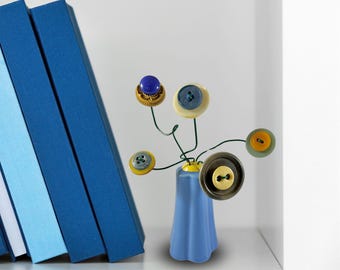 Vintage Button Bouquet: Handmade Button Art in Salt Shaker