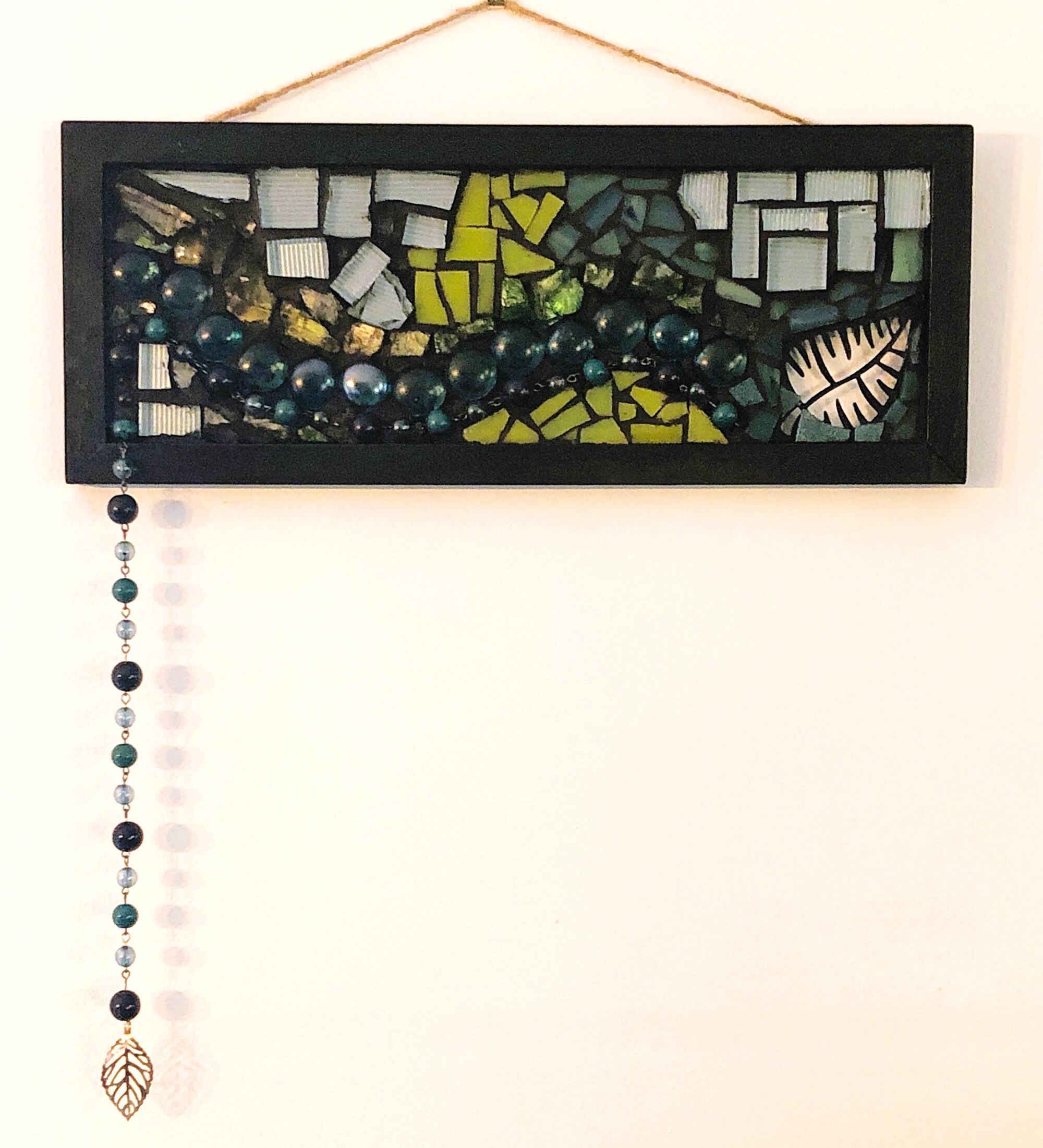 Framed Mosaic Wall Hanging with Laser Cut Leaf Etsy
