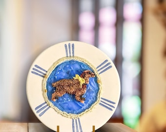 Beaded Cocker Spaniel Dog Art: Handmade Ceramic Dish, Spaniel, Dog Art