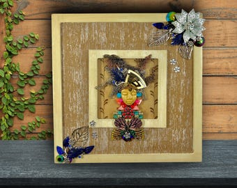 Beaded Diva Art: Mixed Media Assemblage, Repurposed Jewelry Decor