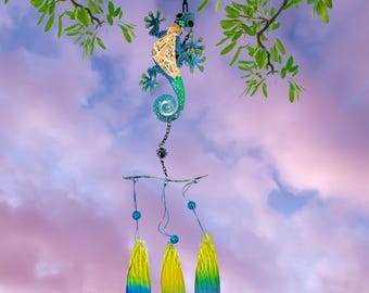 Mosaic Gecko Wind Chimes: Metal Lizard Garden Decor