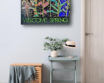 Floral Mosaic Wall Art: Beaded Spring Garden Decor
