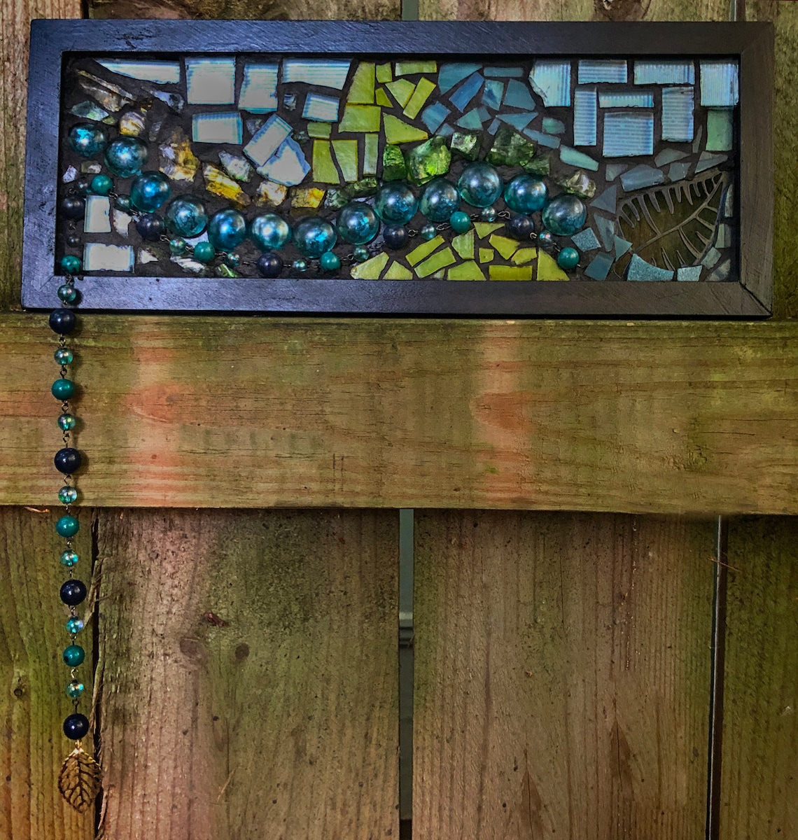 Framed Mosaic Wall Hanging with Laser Cut Leaf Etsy