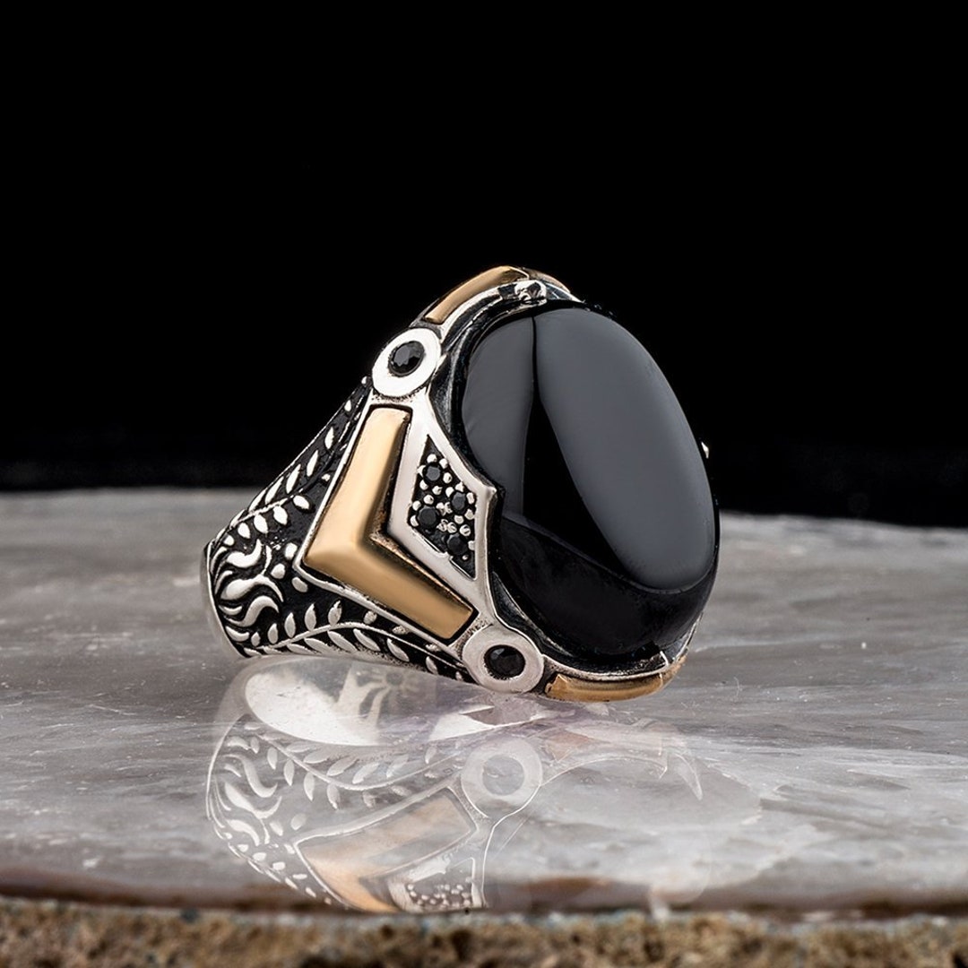 Onyx Stone Silver Men Ring Fine Jewelry Fashion Rings for Men - Etsy