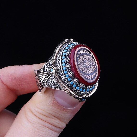 Enamel Arabic Written 925 Sterling Silver Men s Ring Fine Jewelry