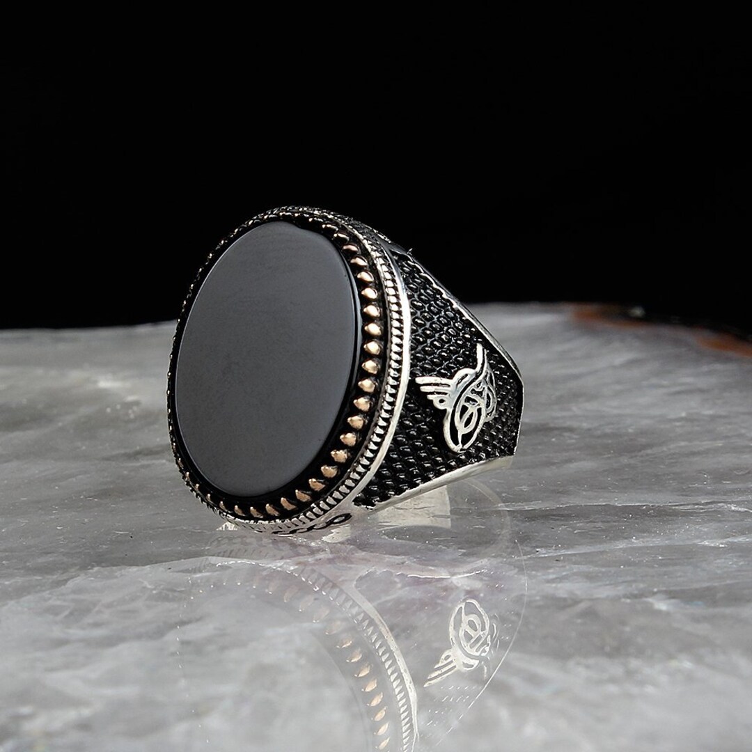 Source Onyx engraved stone men jewelry 925 sterling silver ring turkey on  m.