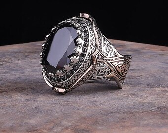 Navy Blue Stone 925 Sterling Silver Men Ring Fine Jewelry - Etsy