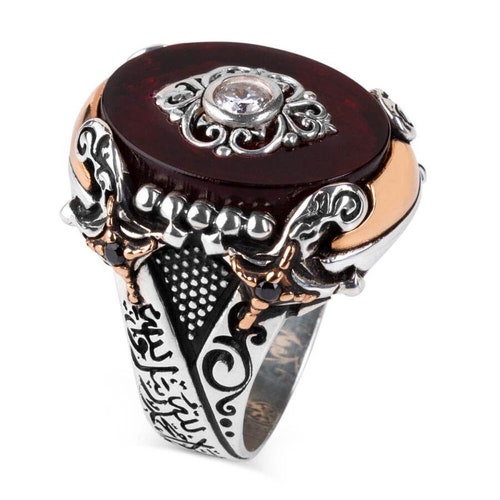 Sword Model Claret Red Zircon Stone Silver Men's Ring Fine Jewelry Fashion Rings For shops Men Gift For Him