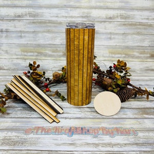 Wood kit for 20 oz or 30 oz tumblers. Craft kit for wood projects. Laser engraved and cut out.