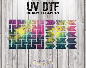 UV DTF Sticker prints. Neon grunge arrows or block tumbler element decal, permanent sticker. #10302