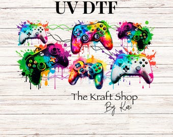 UV DTF Sticker print. Gamer wrap decal, tumbler decal, permanent sticker. UV wrap for glass can tumbler. #5058