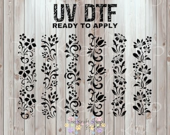 UV DTF Sticker print Floral Strips of Tooled Leather Variety pack of mixed media bundle of decals Element sheet 10x10 decal #10356