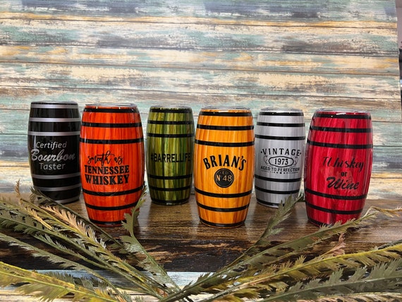 Personalized Wood Grain Barrel Tumblers With an Epoxy Finish.  Whiskey/bourbon Decor. Bar Decor. Man Cave. 