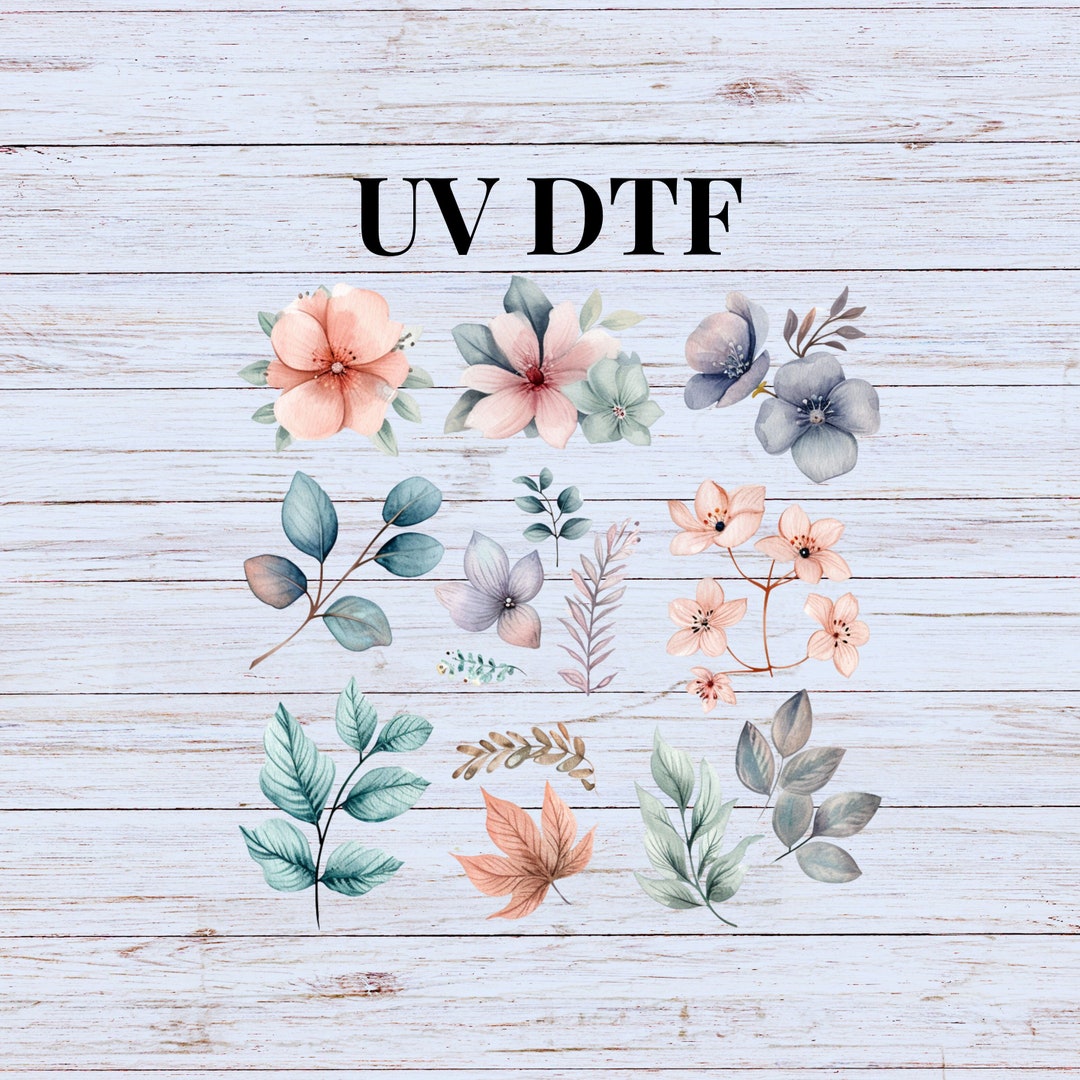 UV DTF Sticker Prints. Pastel Flowers Element Sheet Bundle Decal ...