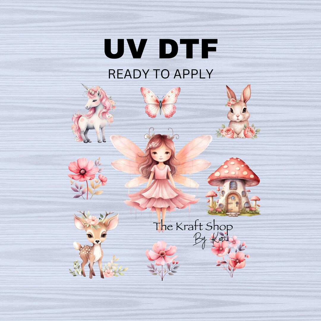UV DTF Sticker Print Pink Nature Fairy Element Sheet Decal, Tumbler ...