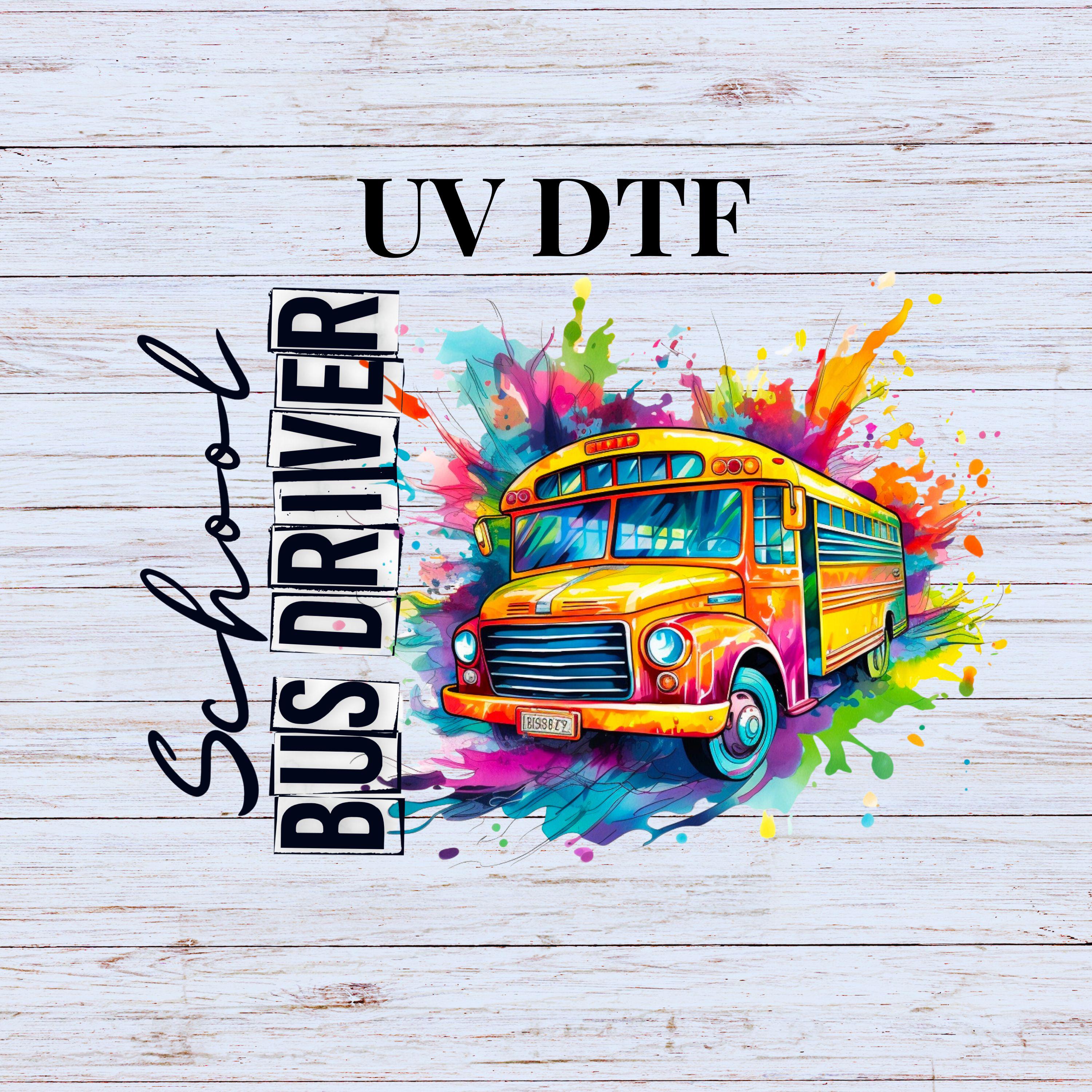 UV DTF Sticker Print. School Bus Driver Paint Splatter Decal, Tumbler ...