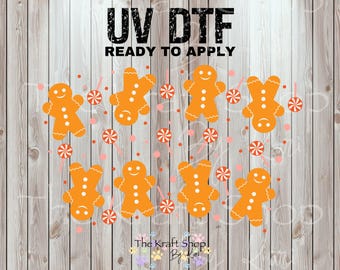 UV DTF Sticker print. Gingerbread and lollipops 24 oz tapered wrap or element sheet of decals for acrylic tumblers  #5450