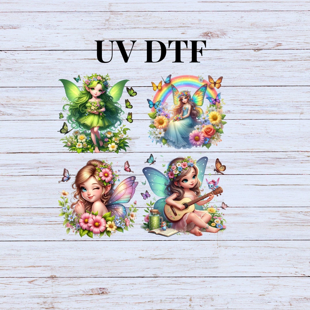 UV DTF Sticker Print. 24 Different Watercolor Fairy Decals, Tumbler ...