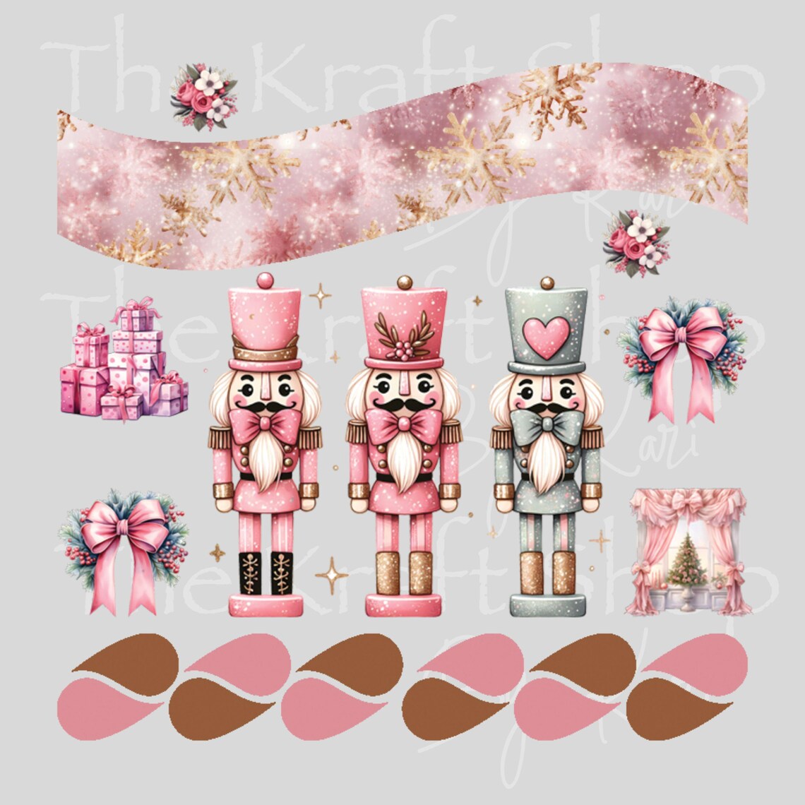 UV DTF Sticker Print Pink Nutcracker Mixed Media Element Sheet 8x8 ...
