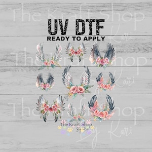 UV DTF Sticker print Floral angel wing element bundle of decals sheet 10x10 decal #10382