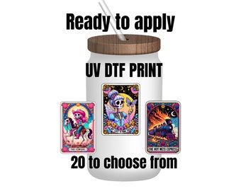 UV DTF Sticker print. Sarcastic tarot cards decal, tumbler decal, permanent sticker. UV wrap for glass can tumbler. #4108